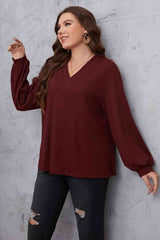 Melo Apparel Plus Size V-Neck Dropped Shoulder Blouse king-general-store-5710.myshopify.com