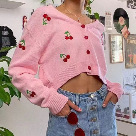 Cherry Button Down Cardigan king-general-store-5710.myshopify.com