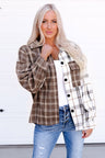 Plaid Contrast Button Up Shirt Jacket king-general-store-5710.myshopify.com