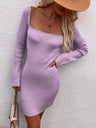 Tie Back Square Neck Long Sleeve Sweater Dress king-general-store-5710.myshopify.com