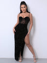 Sequin Spliced Mesh Adjustable Strap Dress king-general-store-5710.myshopify.com