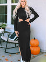 Cutout Round Neck Long Sleeve Slit Maxi Dress king-general-store-5710.myshopify.com