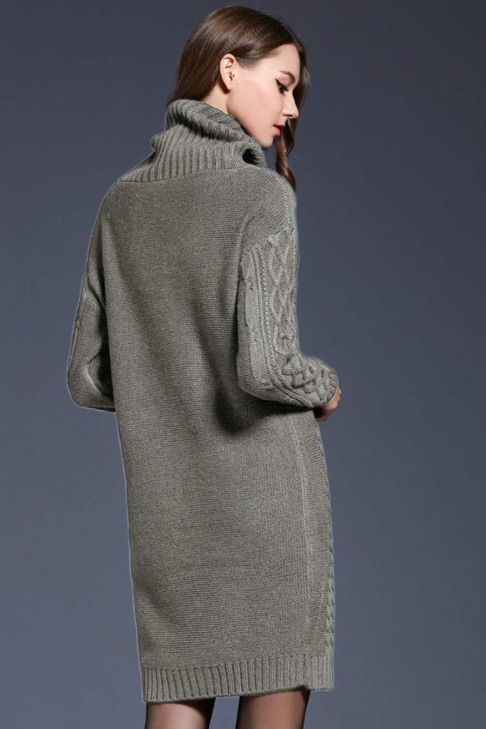 Woven Right Full Size Mixed Knit Cowl Neck Dropped Shoulder Sweater Dress king-general-store-5710.myshopify.com