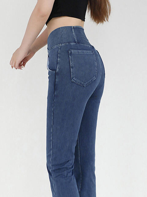 Wide Waistband Bootcut Jeans with Pockets king-general-store-5710.myshopify.com