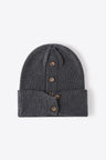 Button Detail Rib-Knit Cuff Beanie king-general-store-5710.myshopify.com