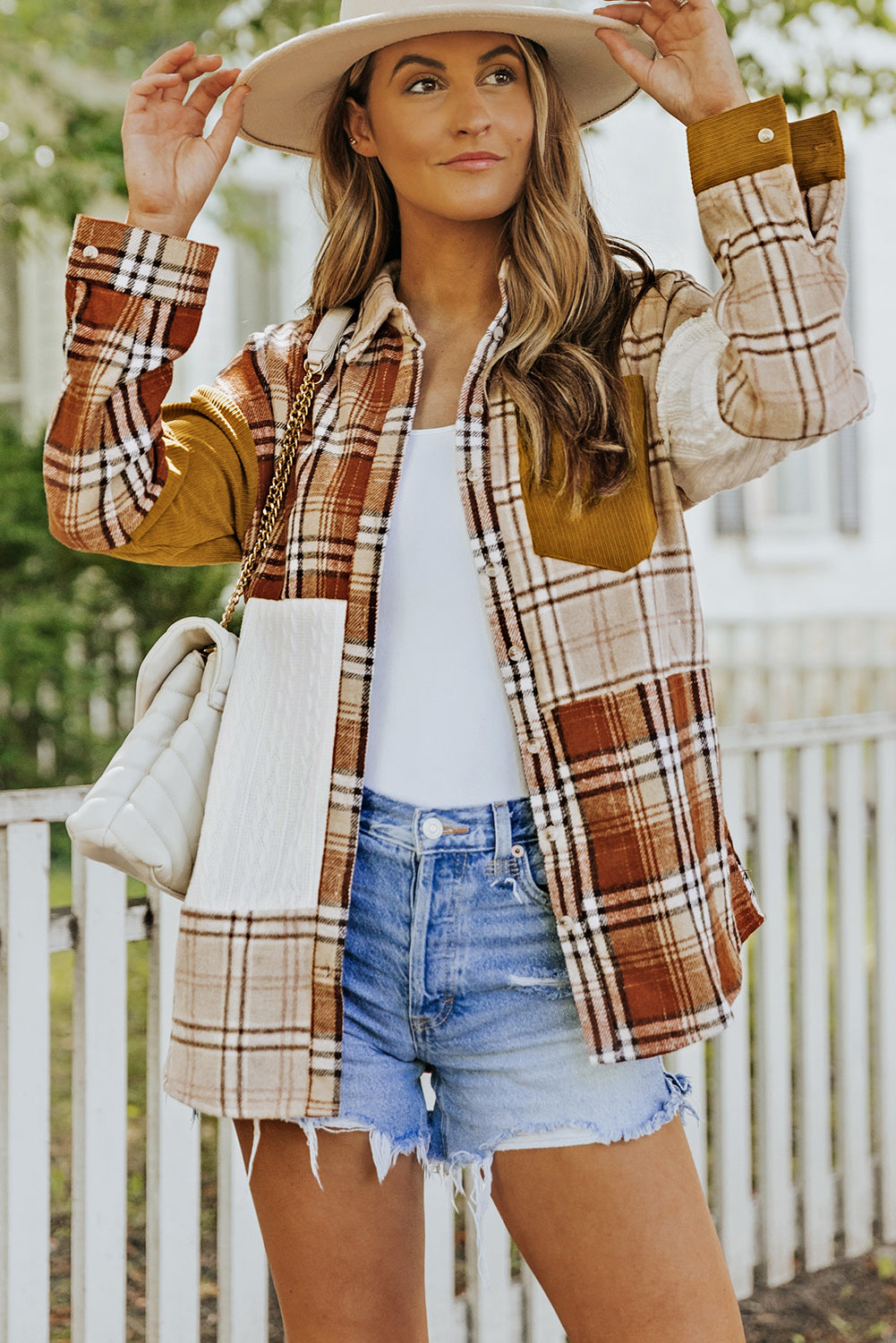 Plaid Color Block Dropped Shoulder Shacket king-general-store-5710.myshopify.com