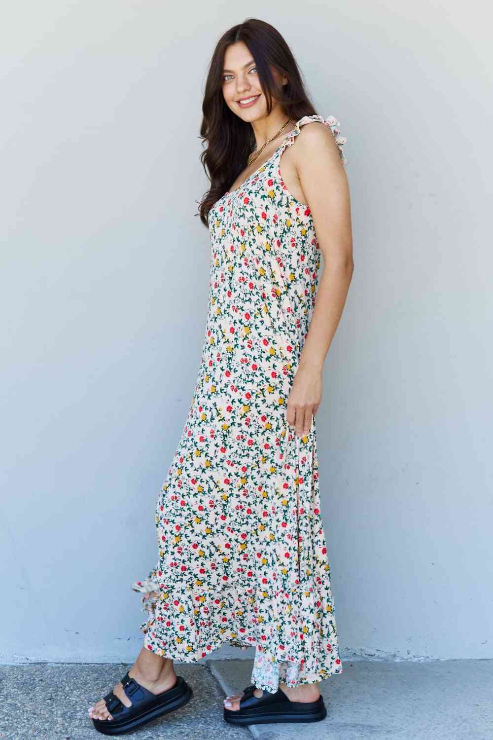 Doublju In The Garden Ruffle Floral Maxi Dress in Natural Rose king-general-store-5710.myshopify.com