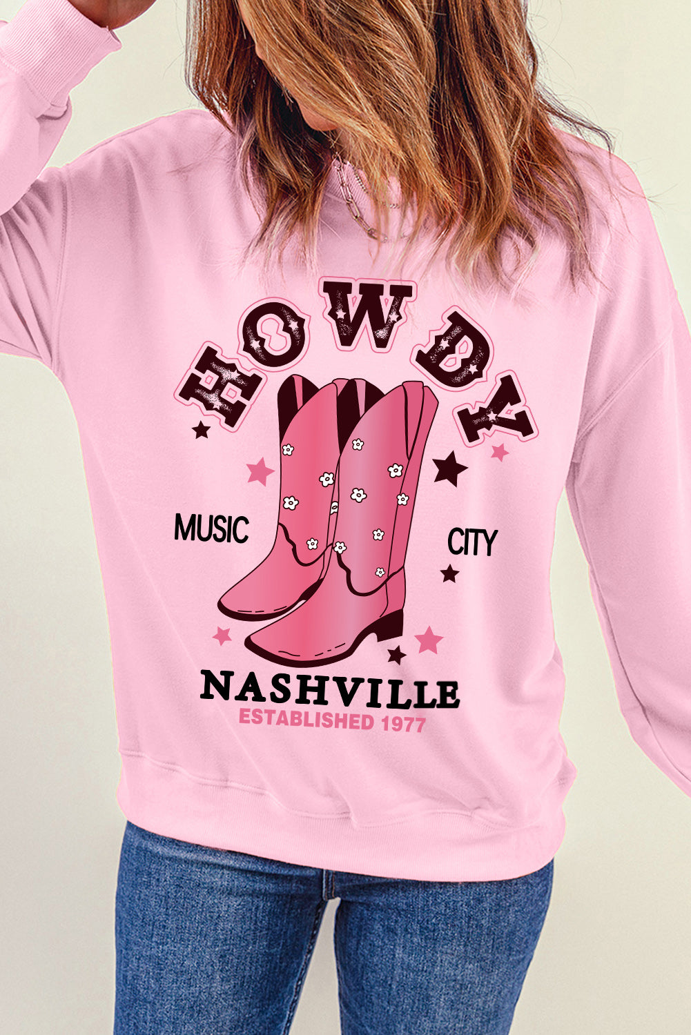 Cowboy Boots Graphic Dropped Shoulder Sweatshirt king-general-store-5710.myshopify.com