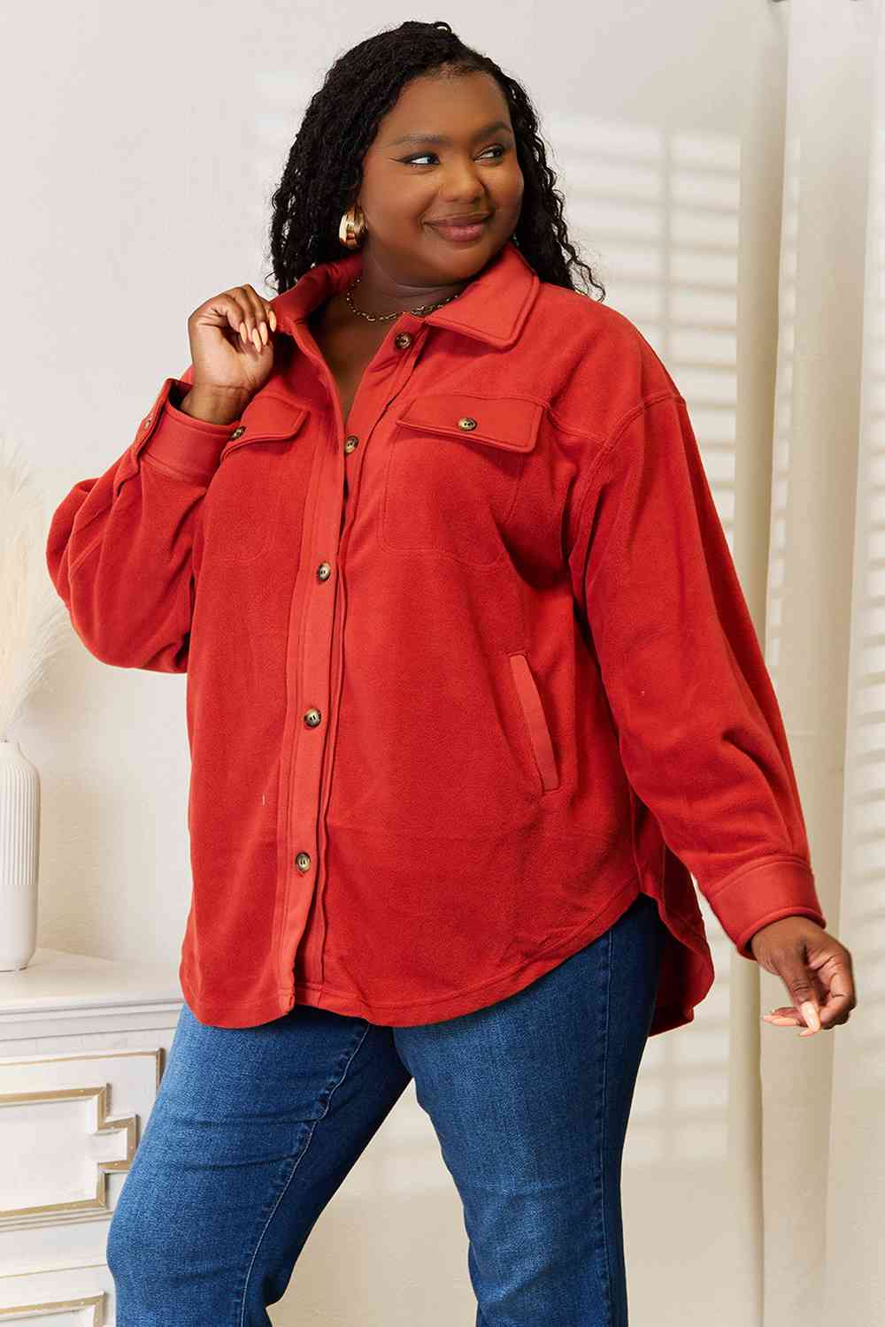 Heimish Cozy Girl Full Size Button Down Shacket king-general-store-5710.myshopify.com