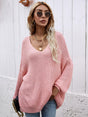 Rib-Knit Drop Shoulder V-Neck Pullover Sweater king-general-store-5710.myshopify.com