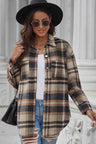 Plaid Curved Hem Dropped Shoulder Longline Shirt Jacket king-general-store-5710.myshopify.com