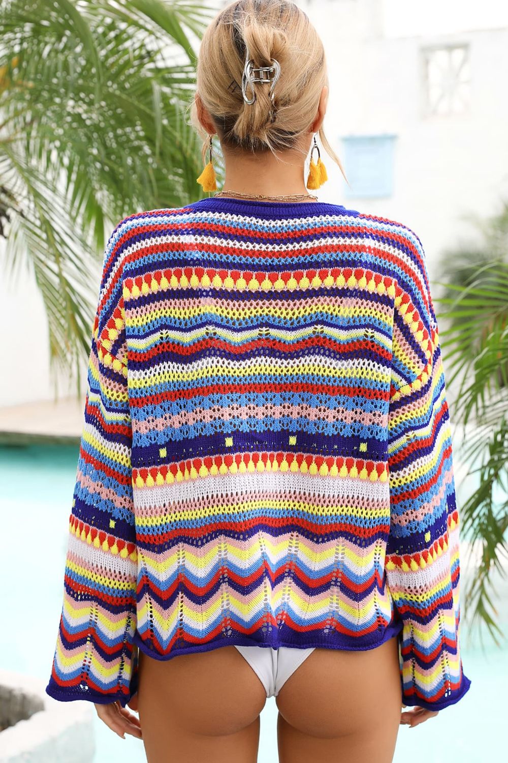 Multicolored Stripe Round Neck Cover-Up king-general-store-5710.myshopify.com