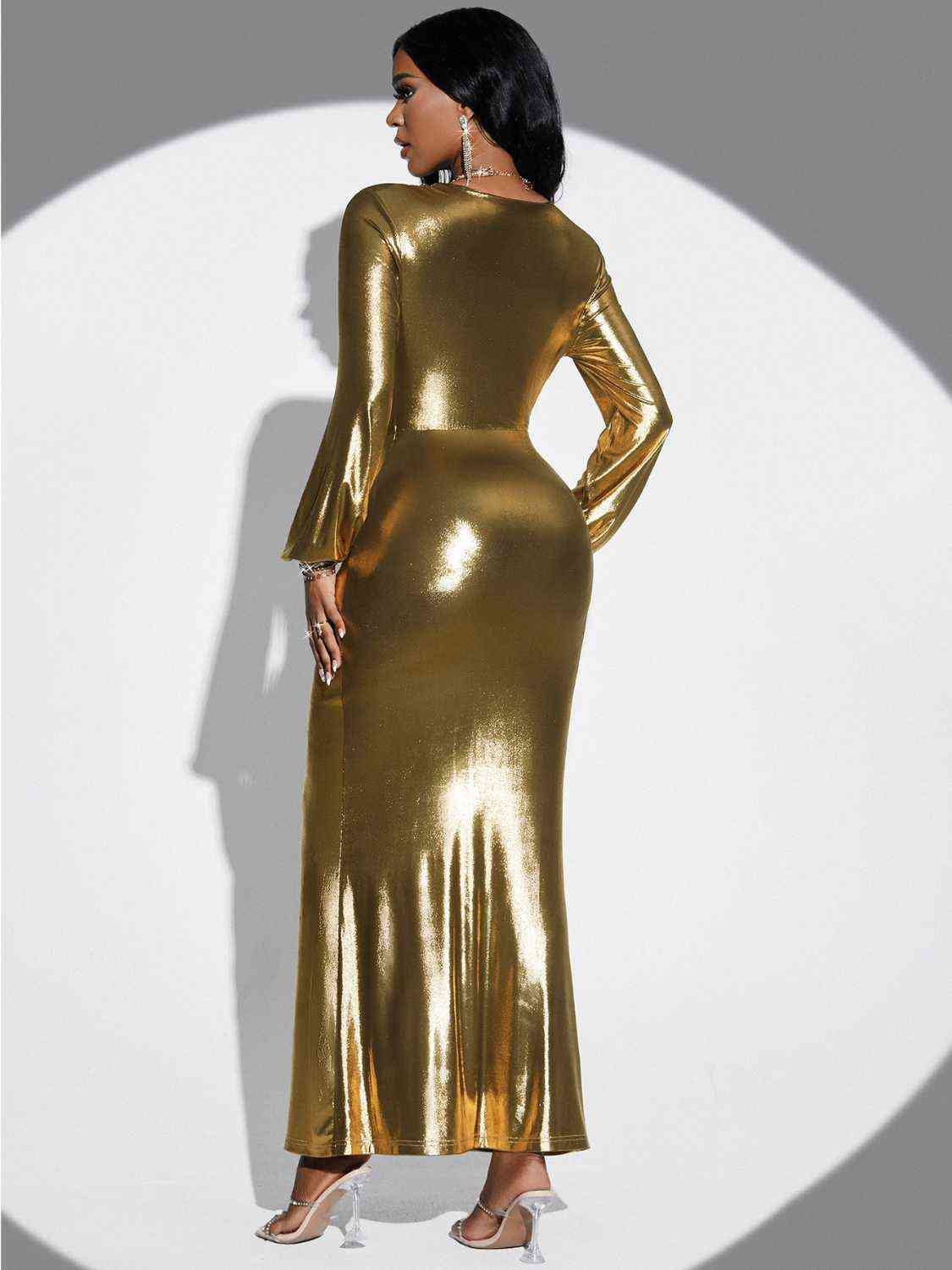 Plunge Twisted Slit Midi Dress king-general-store-5710.myshopify.com