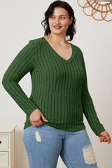 Basic Bae Full Size Ribbed V-Neck Long Sleeve T-Shirt king-general-store-5710.myshopify.com