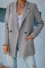 Double-Breasted Padded Shoulder Blazer with Pockets king-general-store-5710.myshopify.com