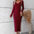 V-Neck Long Sleeve Ribbed Sweater Dress king-general-store-5710.myshopify.com