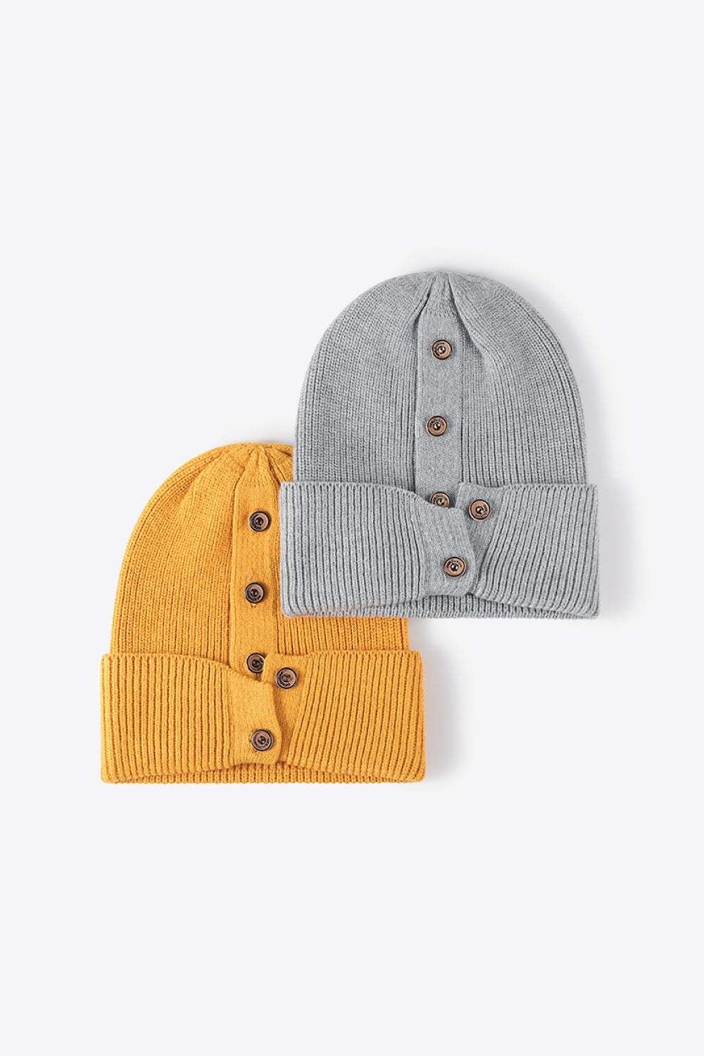 Button Detail Rib-Knit Cuff Beanie king-general-store-5710.myshopify.com