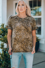 Women Leopard Short Flounce Sleeve Tee king-general-store-5710.myshopify.com