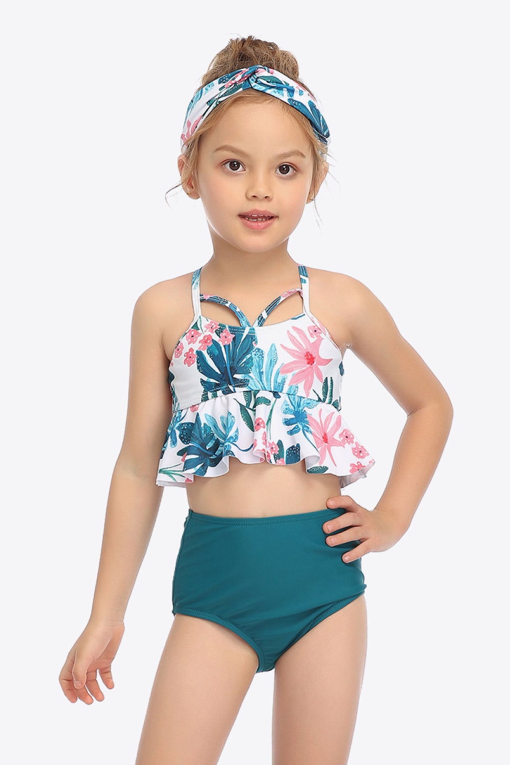 Botanical Print Crisscross Ruffled Two-Piece Swim Set king-general-store-5710.myshopify.com