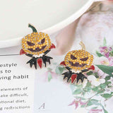 Demon Pumpkin Rhinestone Alloy Earrings king-general-store-5710.myshopify.com