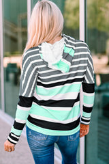 Striped Drawstring Detail Long Sleeve Hoodie king-general-store-5710.myshopify.com