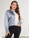 Plus Size Two-Tone Long Sleeve Shirt king-general-store-5710.myshopify.com