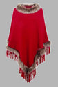 Faux Fur Trim Fringed Poncho king-general-store-5710.myshopify.com