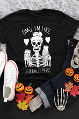 Halloween Skeleton Graphic Round Neck Tee king-general-store-5710.myshopify.com