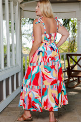 Plus Size Printed Tie Straps Straight Neck Maxi Dress king-general-store-5710.myshopify.com