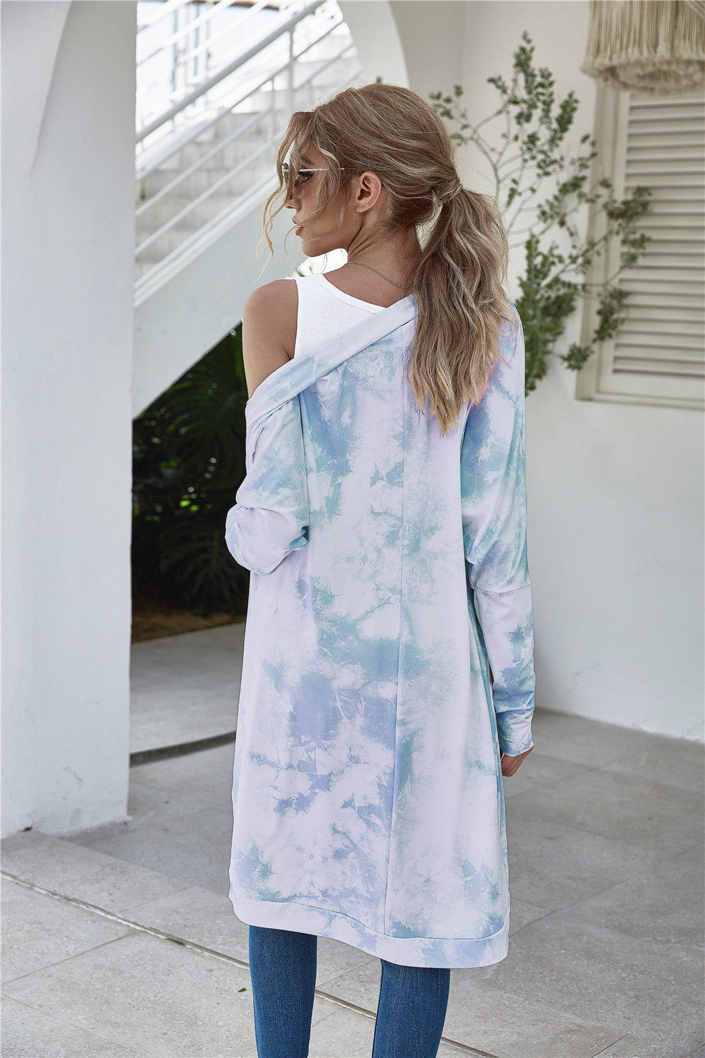 Tie-Dye Open Front Longline Cardigan king-general-store-5710.myshopify.com