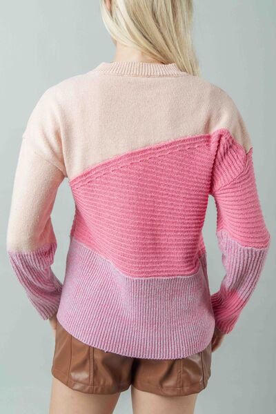 Very J Color Block Long Sleeve Sweater king-general-store-5710.myshopify.com