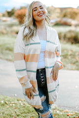 Plus Size Striped Open Front Cardigan king-general-store-5710.myshopify.com