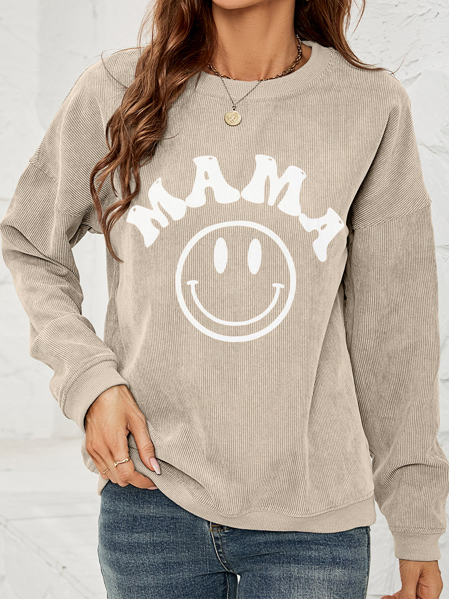 Round Neck Long Sleeve MAMA Graphic Sweatshirt king-general-store-5710.myshopify.com