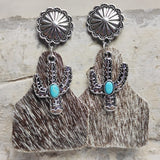 Turquoise Decor Cactus Alloy Earrings king-general-store-5710.myshopify.com