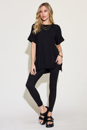 Zenana Full Size Short Sleeve Slit T-Shirt and Leggings Lounge Set king-general-store-5710.myshopify.com