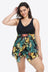 Plus Size Floral Two-Tone Asymmetrical Hem Two-Piece Swimsuit king-general-store-5710.myshopify.com