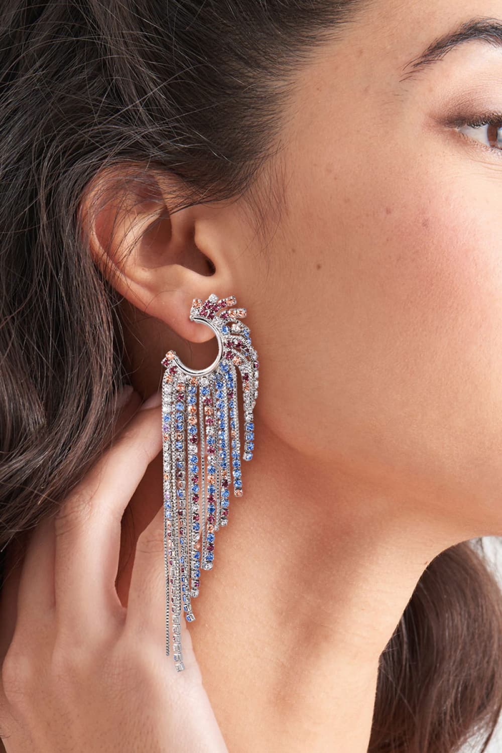 Fringed Rhinestone Zinc Alloy Dangle Earrings king-general-store-5710.myshopify.com