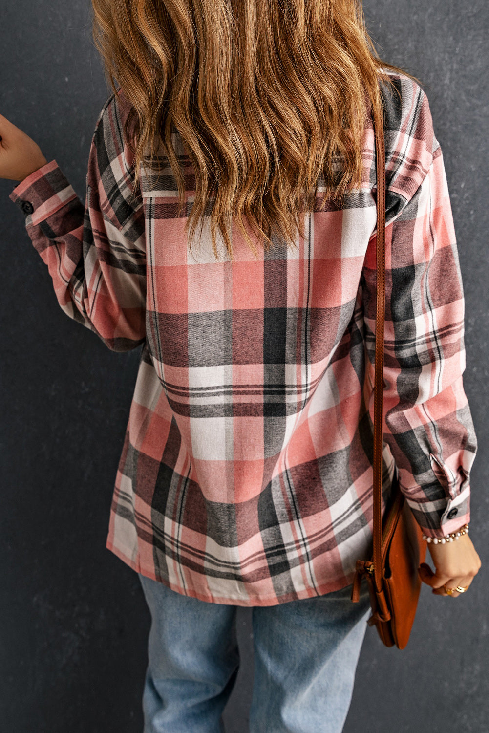 Plaid Dropped Shoulder Longline Shirt king-general-store-5710.myshopify.com