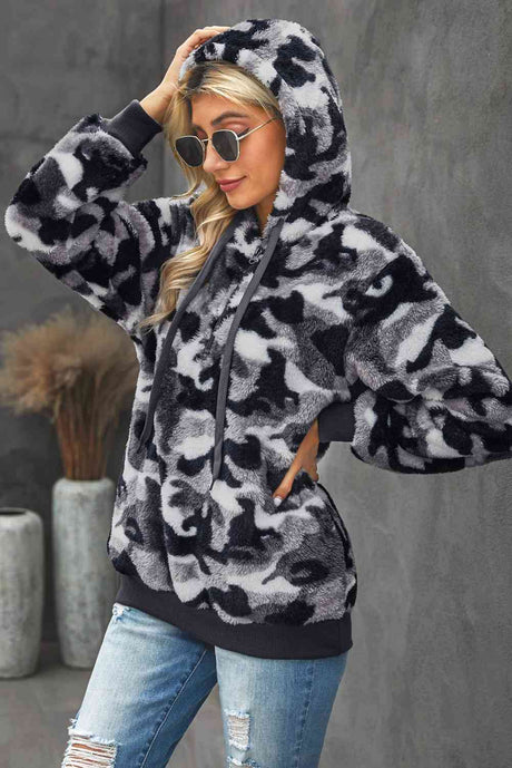 Camouflage Half Zip Fuzzy Hoodie king-general-store-5710.myshopify.com