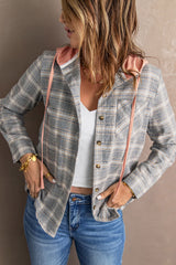 Plaid Drawstring Hooded Shirt Jacket king-general-store-5710.myshopify.com