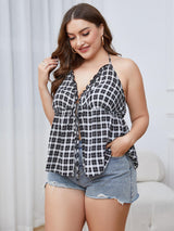 Plus Size Plaid Halter Neck Cami king-general-store-5710.myshopify.com