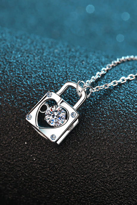 Moissanite Lock Pendant Necklace king-general-store-5710.myshopify.com