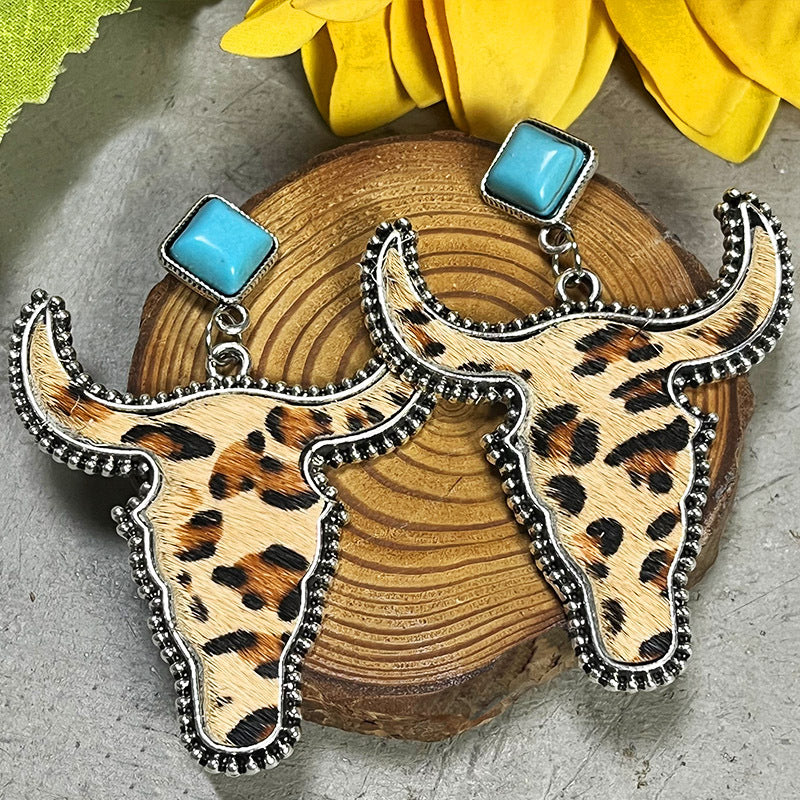 Bull Shape Turquoise Dangle Earrings king-general-store-5710.myshopify.com