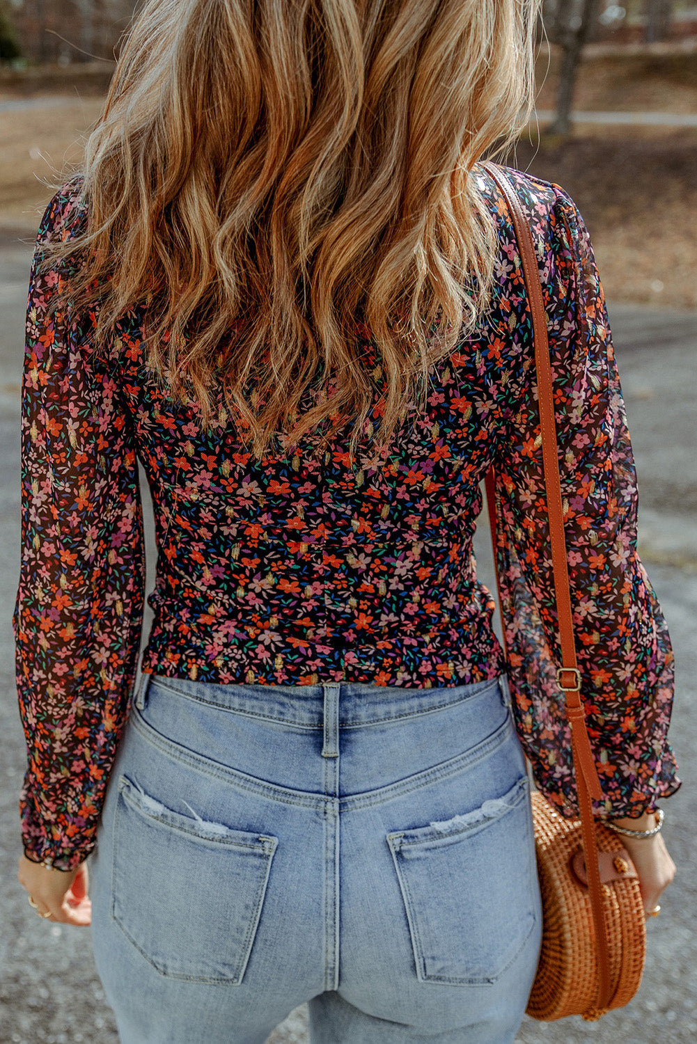 Floral Long Flounce Sleeve Blouse king-general-store-5710.myshopify.com