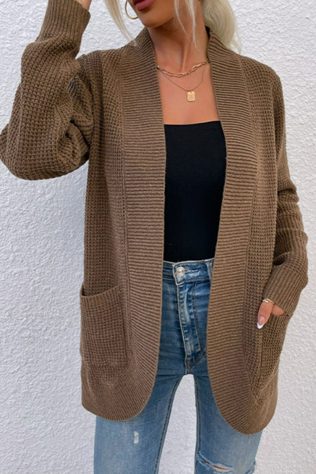 Open Front Rib-Knit Cardigan with Pockets king-general-store-5710.myshopify.com