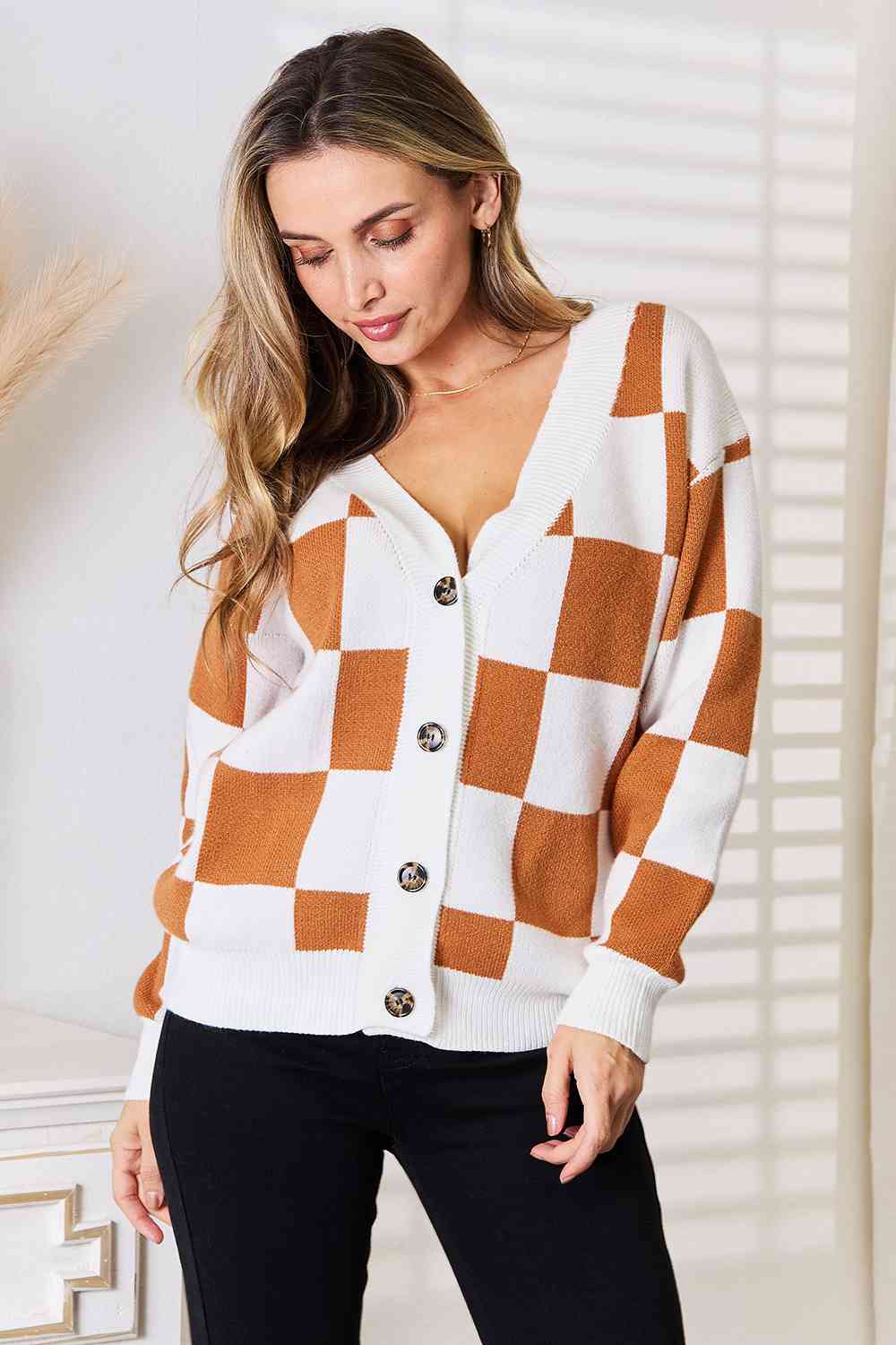 Double Take Button-Up V-Neck Dropped Shoulder Cardigan king-general-store-5710.myshopify.com