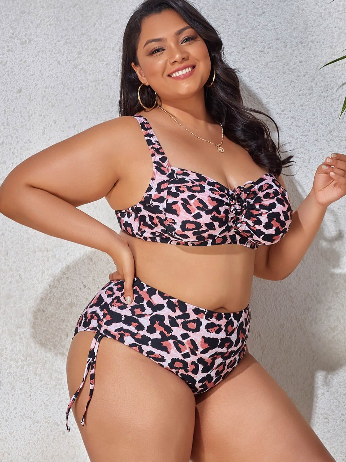 Plus Size Printed Drawstring Detail Bikini Set king-general-store-5710.myshopify.com