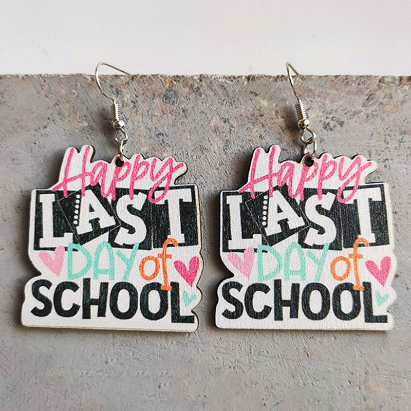 School Theme Wooden Dangle Earrings king-general-store-5710.myshopify.com