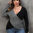 Plus Size Two-Tone Surplice Neck Sweater king-general-store-5710.myshopify.com