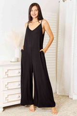 Double Take Full Size Soft Rayon Spaghetti Strap Tied Wide Leg Jumpsuit king-general-store-5710.myshopify.com